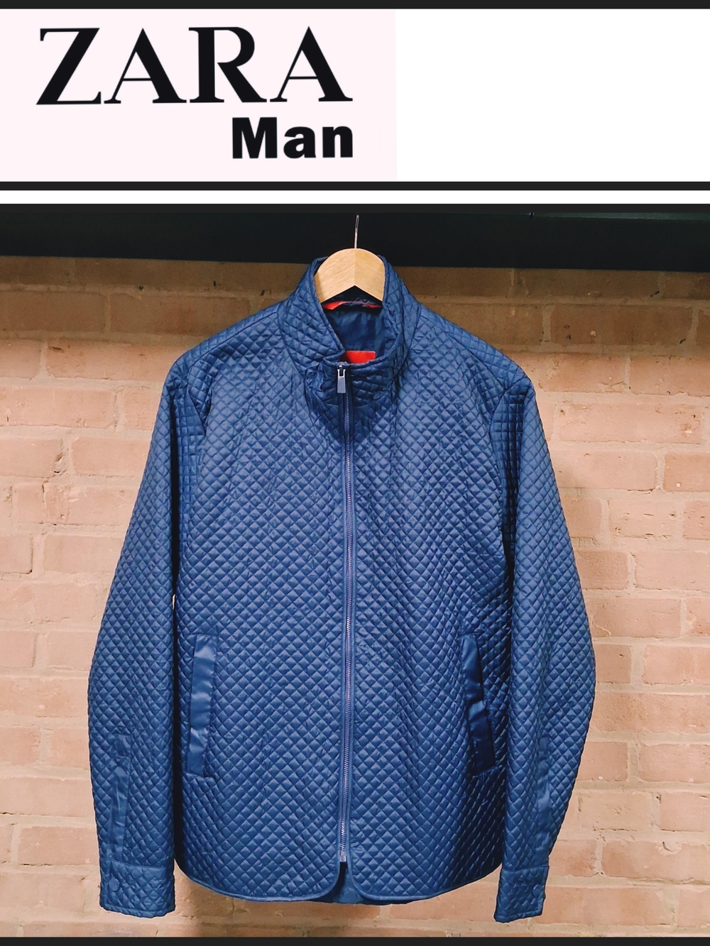 ZARA Man Quilted Navy Lightweight Jacket